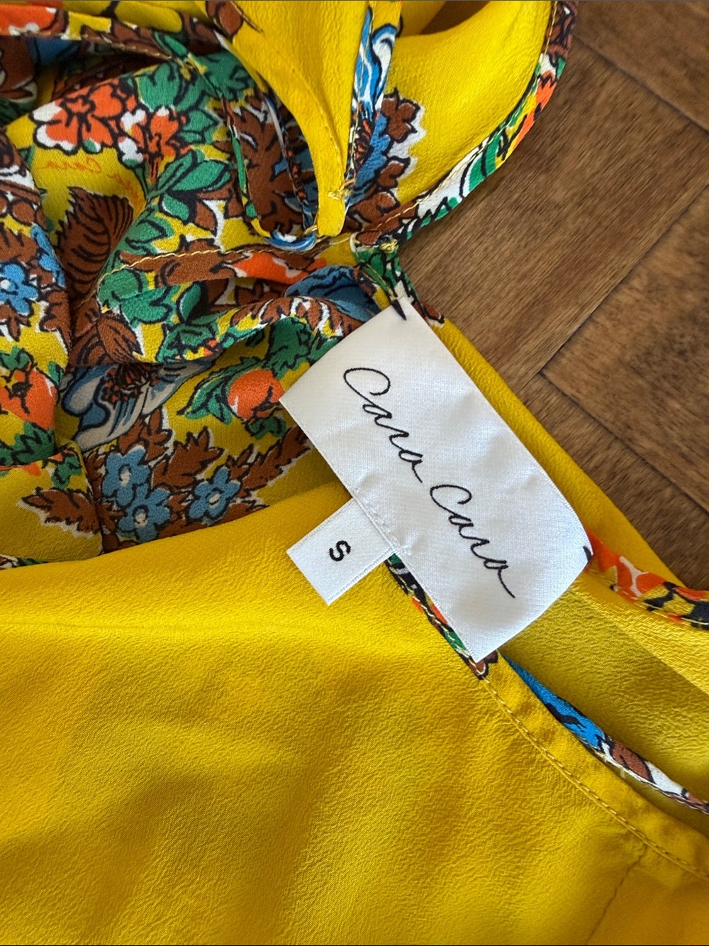 Cara Cara Yellow Floral Maxi Dress with Blue & Orange Accents - Picture 2 of 3